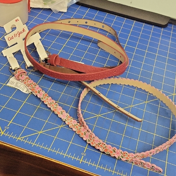 Cat & Jack Girl's 34" Belt Set of 3 Red, Pink, Brown  XL - Picture 1 of 5